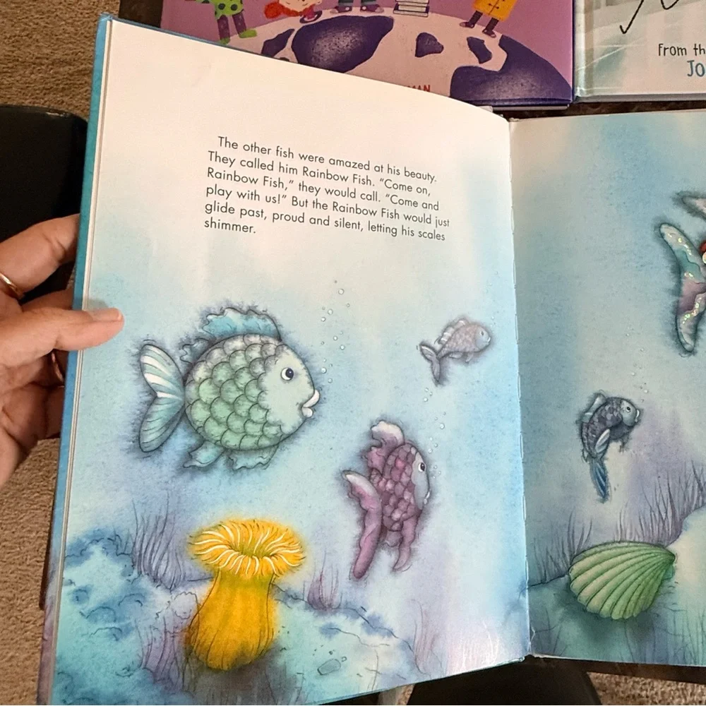 Kids Hardcover Book Bundle – Rainbow Fish, Purple People, Eggscape – Like New